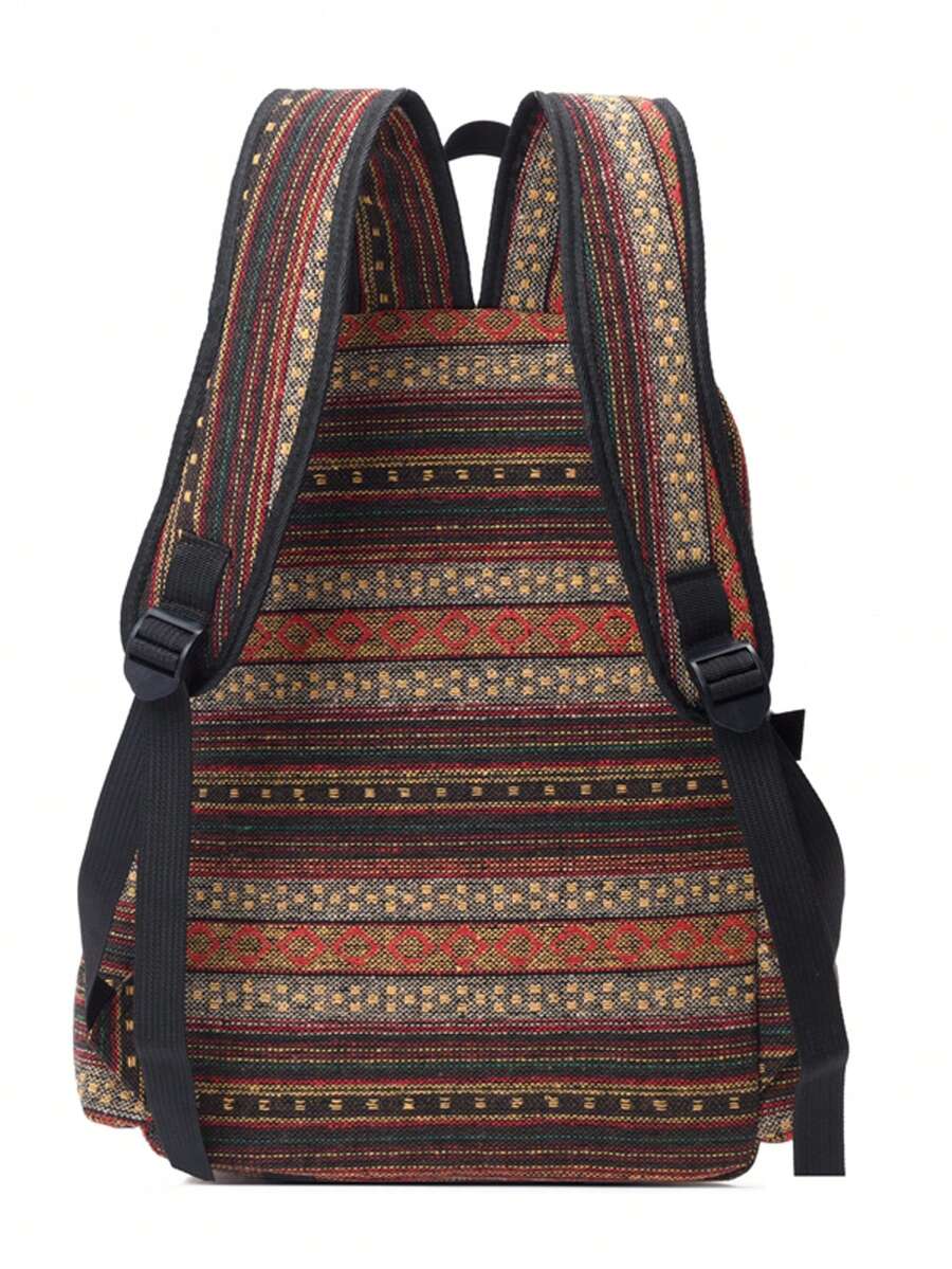 Striped Colorful Nylon Fabric Classic Backpack Large Capacity Unisex Student Bag Casual Outdoor Travel School Bag For Men Women College