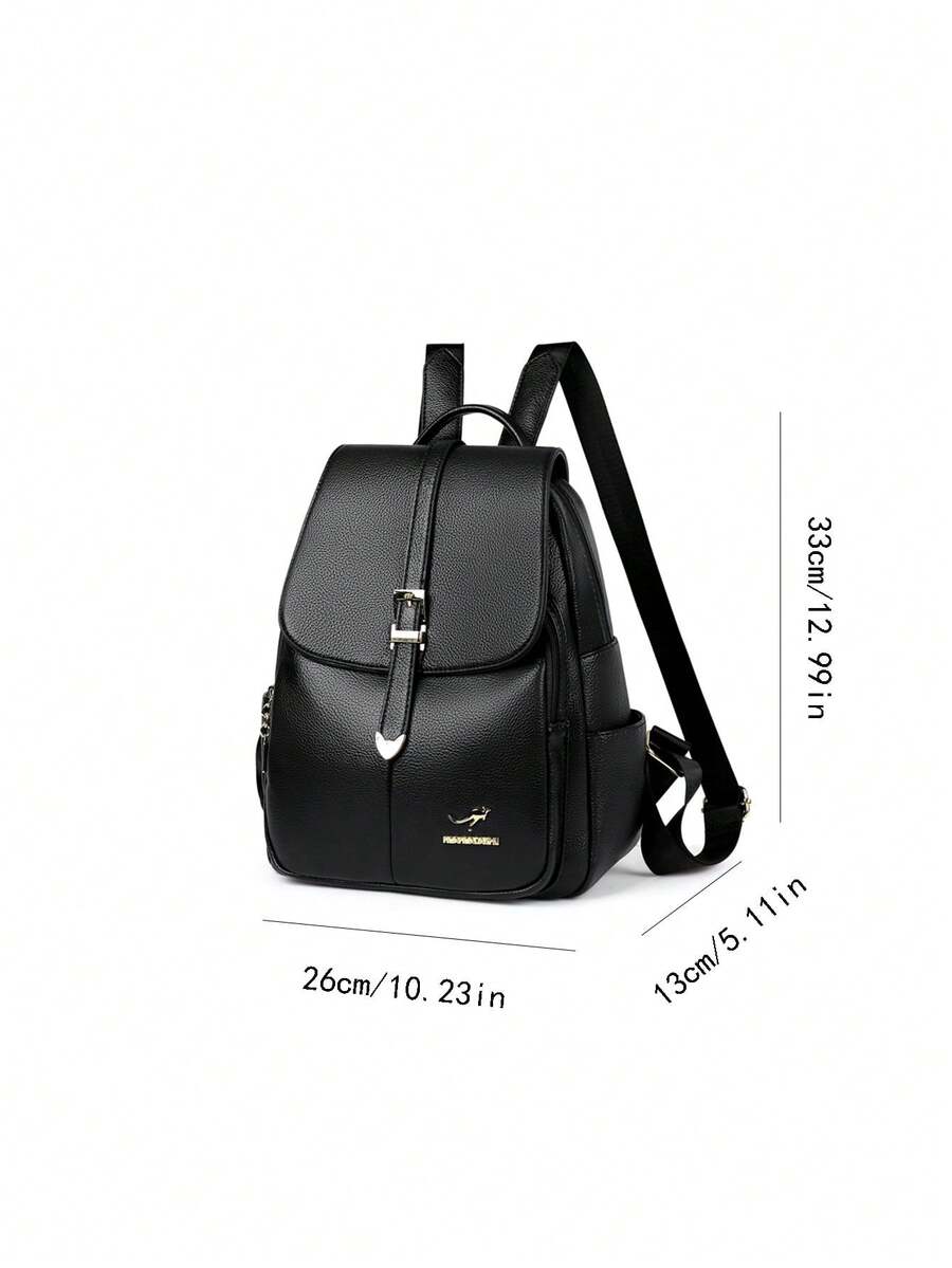 Retro College Style Large Capacity Classic Backpack With Animal Metal Buckle Pendant Decoration Preppy School Bag For Women Girls Students