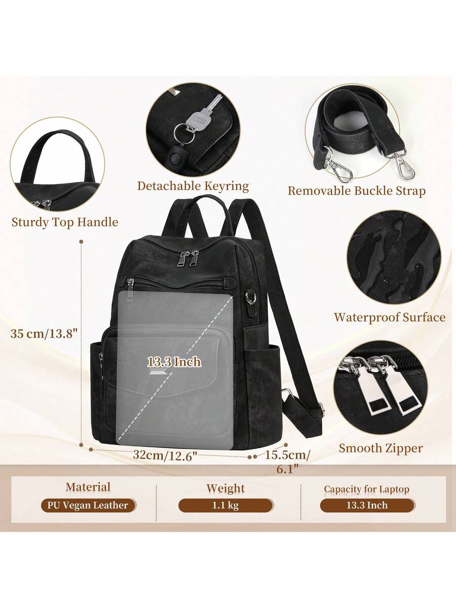 PU Leather Backpack Purse For Women Fashion Convertible Designer Shoulder Bag Tote Waterproof Small Work Travel Casual Backpack Handbag