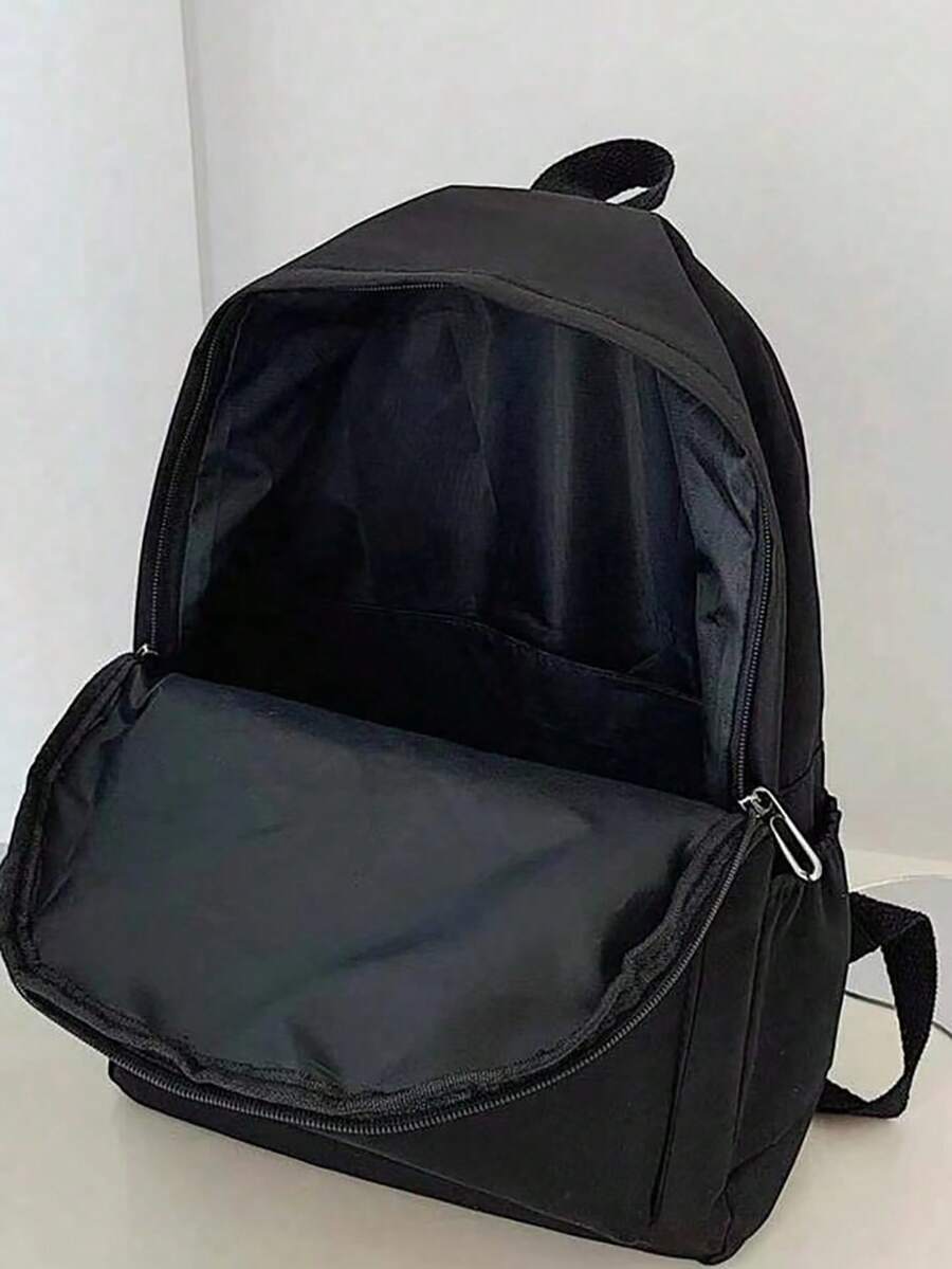 Simple Solid Color Large Capacity Student Backpack Casual School Bookbag Classic Preppy Style For Teen Girls College Women Essentials
