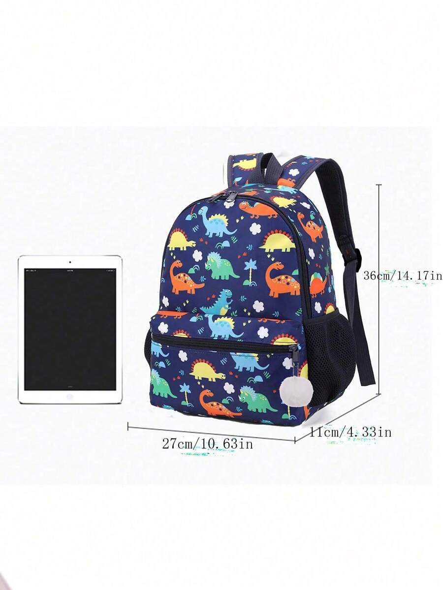 Dinosaur Pattern Toddler Kindergarten Backpack Cartoon Preschool Schoolbag Cute Zip Closure Shoulder Bag For Kids Boys Girls Travel