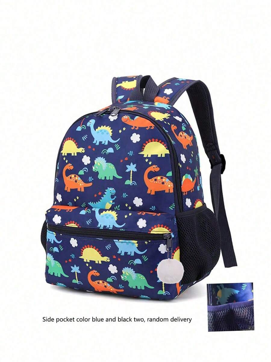 Dinosaur Pattern Toddler Kindergarten Backpack Cartoon Preschool Schoolbag Cute Zip Closure Shoulder Bag For Kids Boys Girls Travel