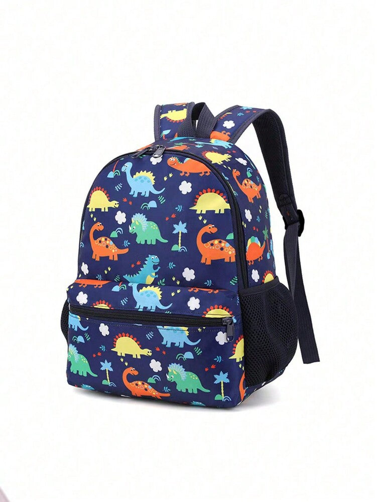Dinosaur Pattern Toddler Kindergarten Backpack Cartoon Preschool Schoolbag Cute Zip Closure Shoulder Bag For Kids Boys Girls Travel