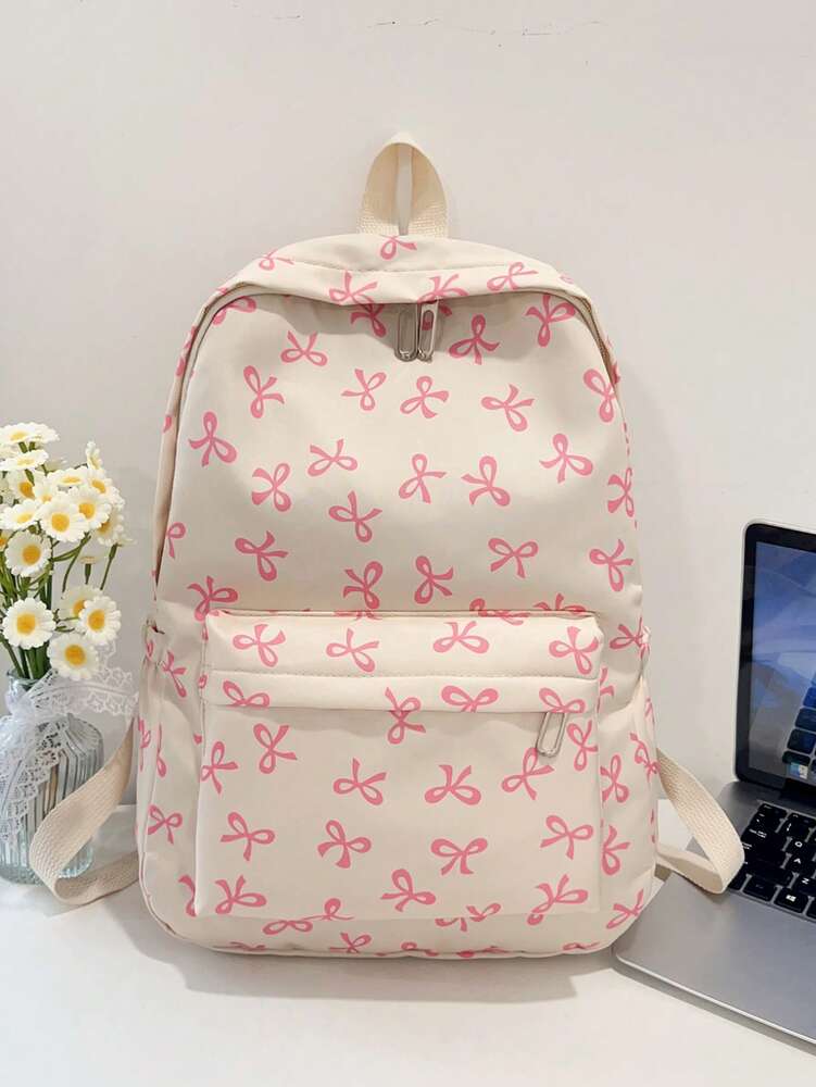 Simple Solid Color Large Capacity Student Backpack Casual School Bookbag Classic Preppy Style For Teen Girls College Women Essentials