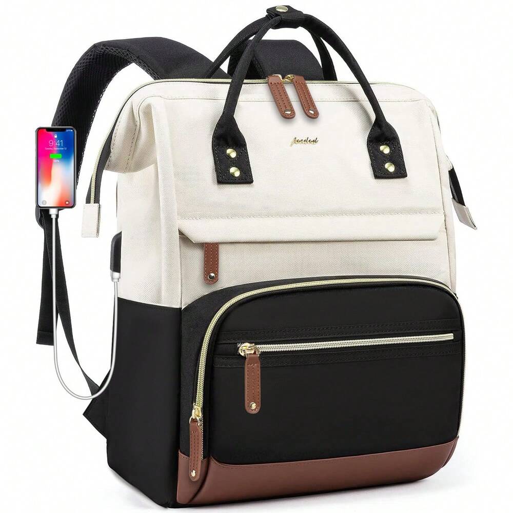 Laptop Backpack For Women Waterproof 15.6 Inch Purse With USB Charger Casual Business Travel College Bookbag Teacher Nurse Computer Bag