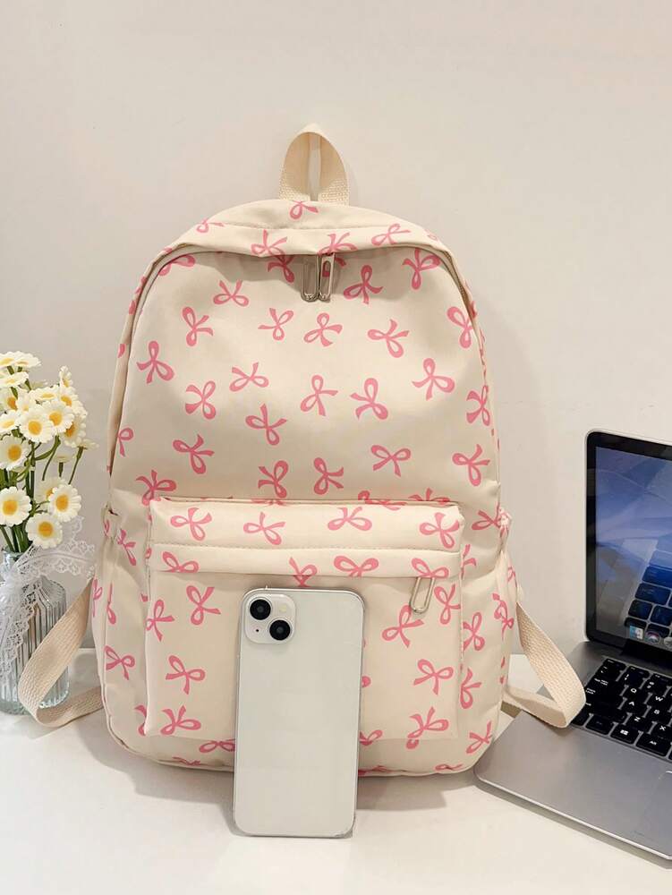 Simple Solid Color Large Capacity Student Backpack Casual School Bookbag Classic Preppy Style For Teen Girls College Women Essentials
