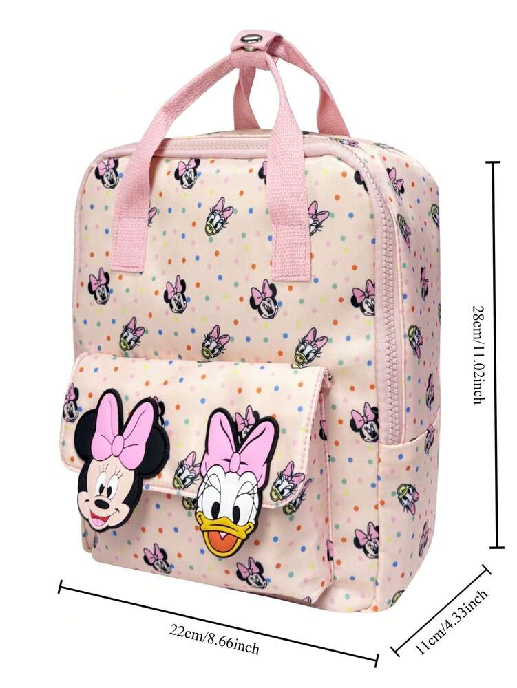 Cartoon Print Multifunctional Disney Minnie Donald Duck School Backpack Casual Travel Daypack For Students Girls College Back To School