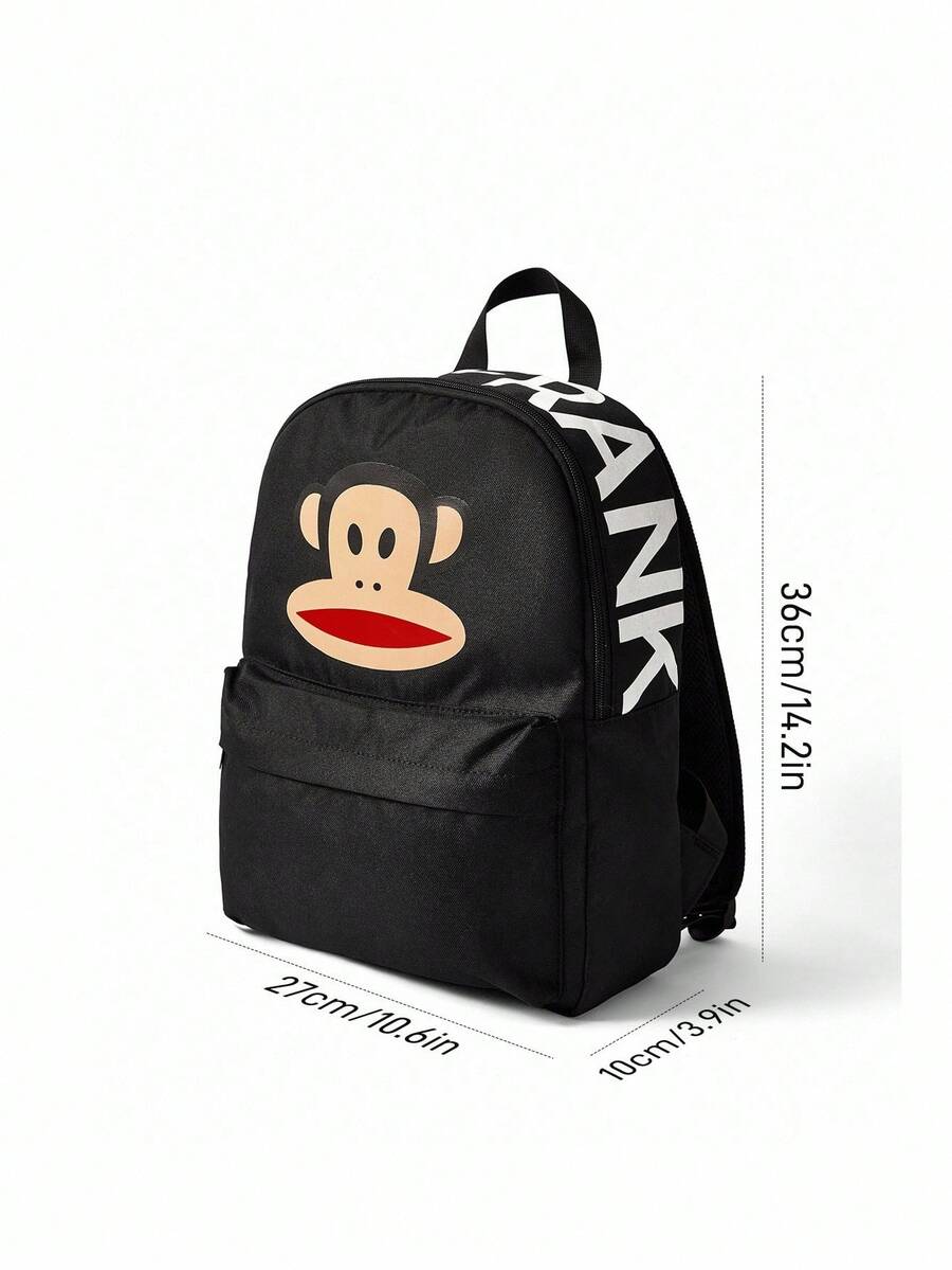 Red Animal Badge Print Backpack Casual School Bag Preppy Rucksack Gift For Teen Girls Boys College Students Travel Back To School