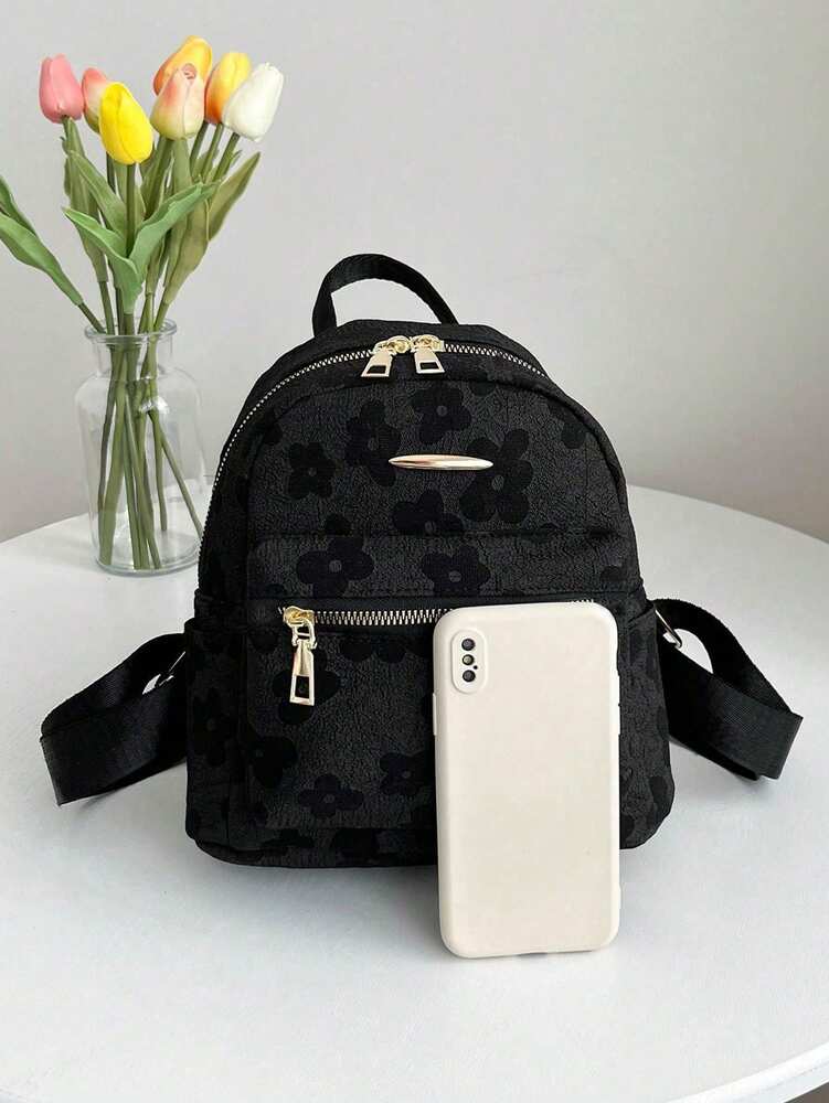 Floral Canvas Backpack Large Capacity Waterproof Casual School Bag Lightweight Student Bookbag For Teen Girls Women College Back To School