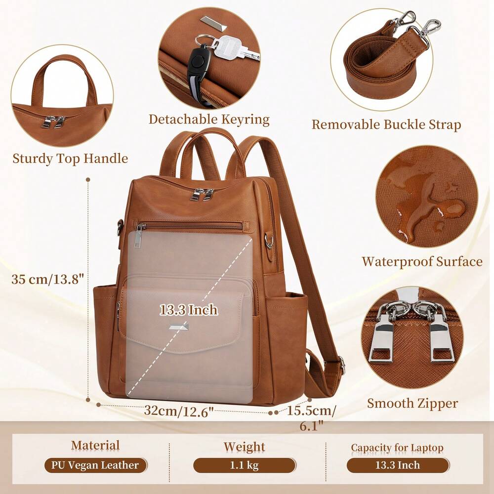 PU Leather Backpack Purse For Women Fashion Convertible Designer Shoulder Bag Tote Waterproof Small Work Travel Casual Backpack Handbag