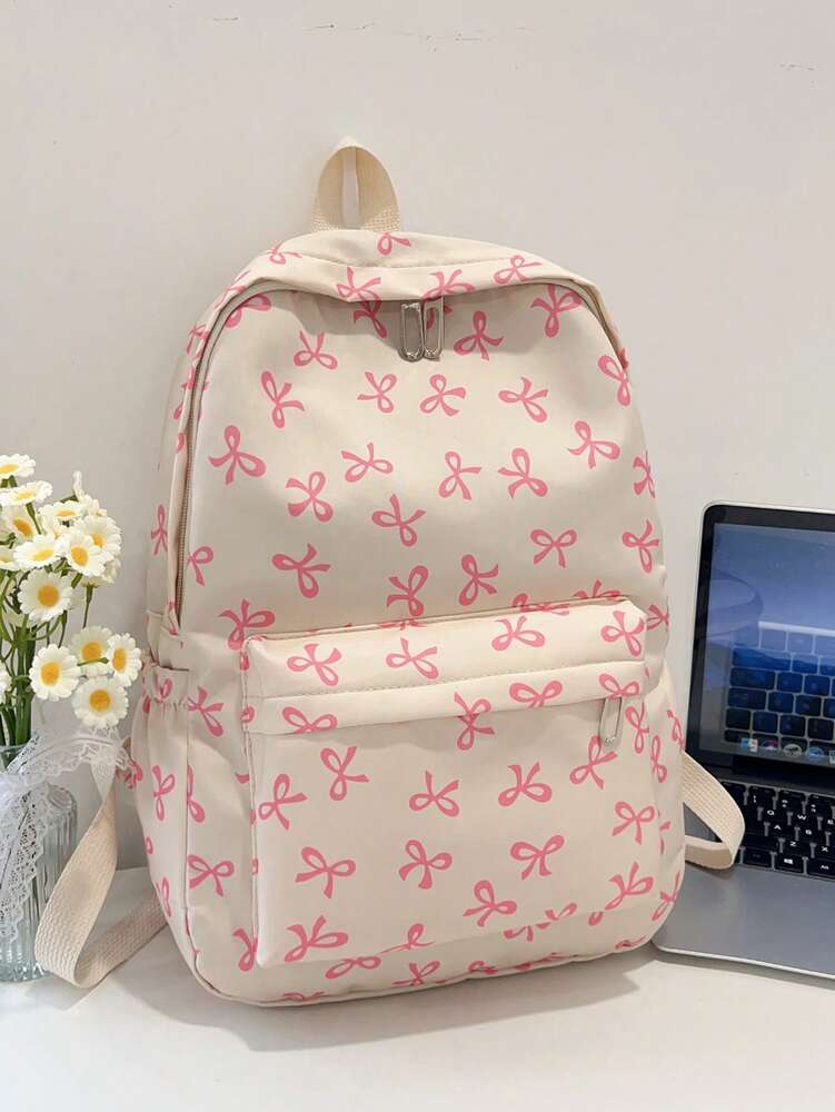 Simple Solid Color Large Capacity Student Backpack Casual School Bookbag Classic Preppy Style For Teen Girls College Women Essentials