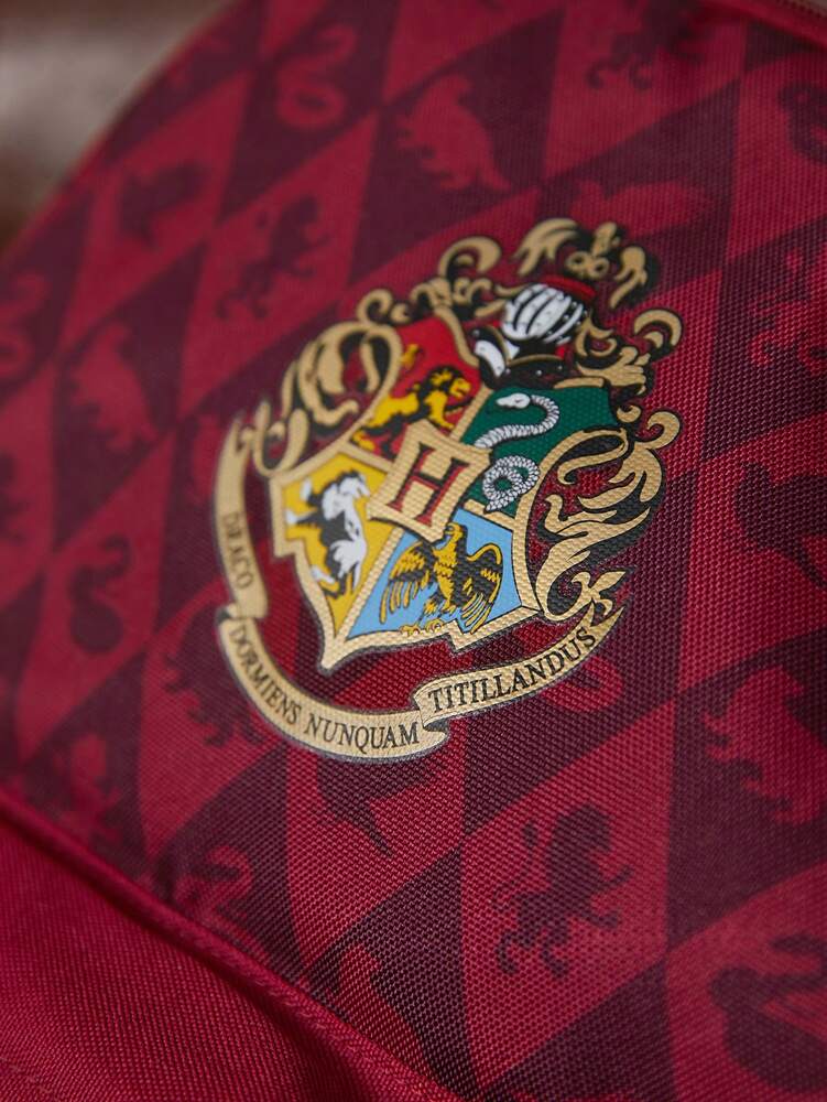 Red Animal Badge Print Backpack Casual School Bag Preppy Rucksack Gift For Teen Girls Boys College Students Travel Back To School