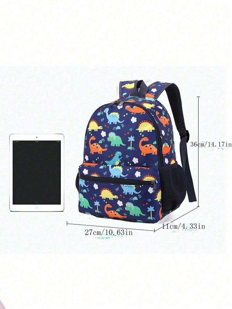 Dinosaur Pattern Toddler Kindergarten Backpack Cartoon Preschool Schoolbag Cute Zip Closure Shoulder Bag For Kids Boys Girls Travel