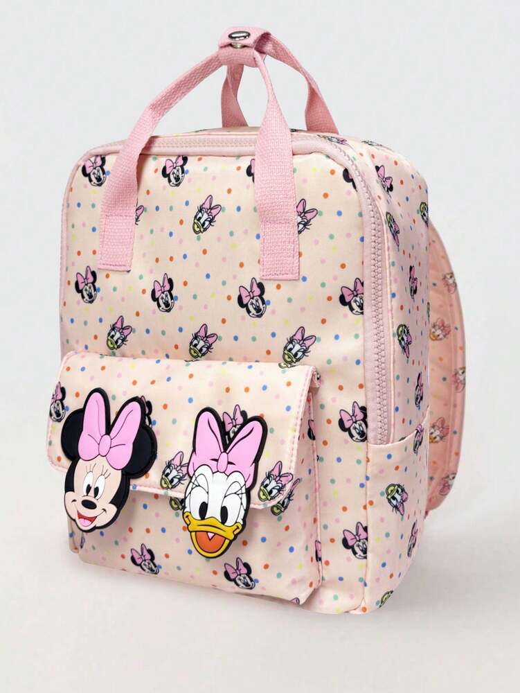 Cartoon Print Multifunctional Disney Minnie Donald Duck School Backpack Casual Travel Daypack For Students Girls College Back To School