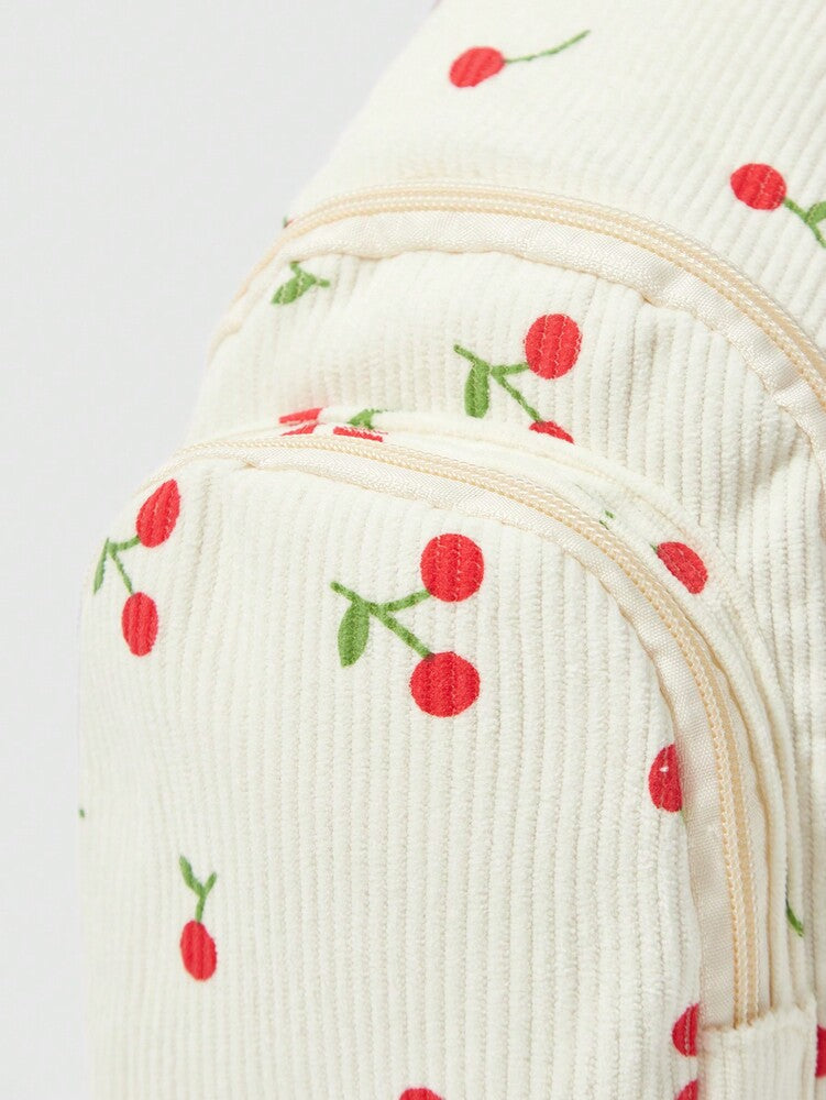 Kawaii Strawberry Pattern White Fanny Pack With Multiple Pockets Small Canvas Shoulder Bag Cute Travel Waist Bag For Teen Girls Women