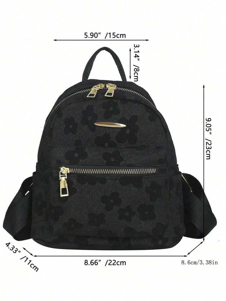 Floral Canvas Backpack Large Capacity Waterproof Casual School Bag Lightweight Student Bookbag For Teen Girls Women College Back To School