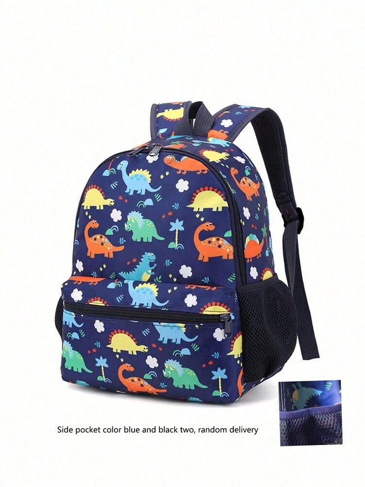 Dinosaur Pattern Toddler Kindergarten Backpack Cartoon Preschool Schoolbag Cute Zip Closure Shoulder Bag For Kids Boys Girls Travel