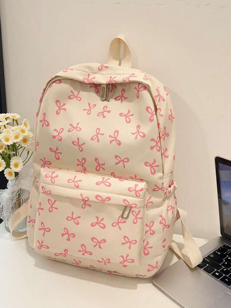 Simple Solid Color Large Capacity Student Backpack Casual School Bookbag Classic Preppy Style For Teen Girls College Women Essentials