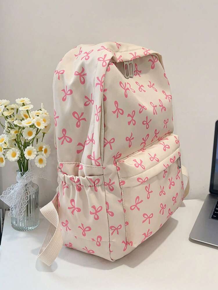 Simple Solid Color Large Capacity Student Backpack Casual School Bookbag Classic Preppy Style For Teen Girls College Women Essentials