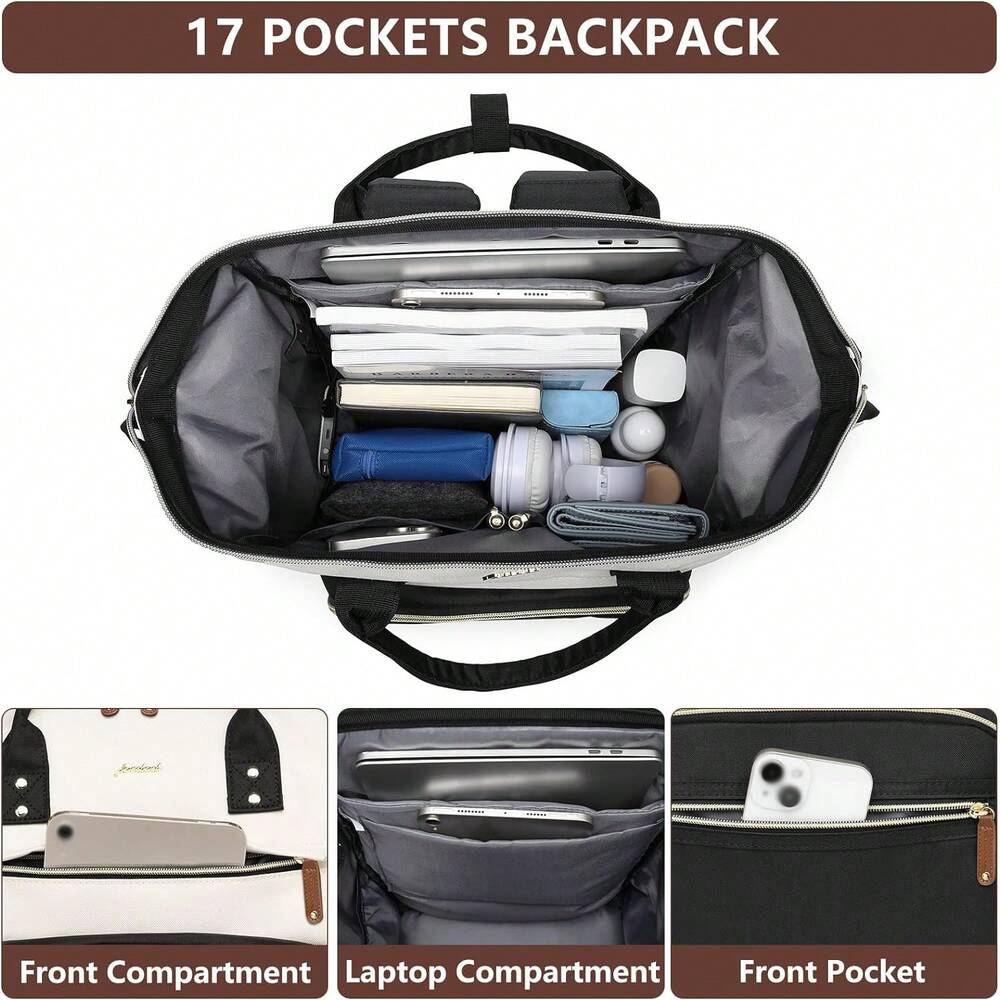 Laptop Backpack For Women Waterproof 15.6 Inch Purse With USB Charger Casual Business Travel College Bookbag Teacher Nurse Computer Bag