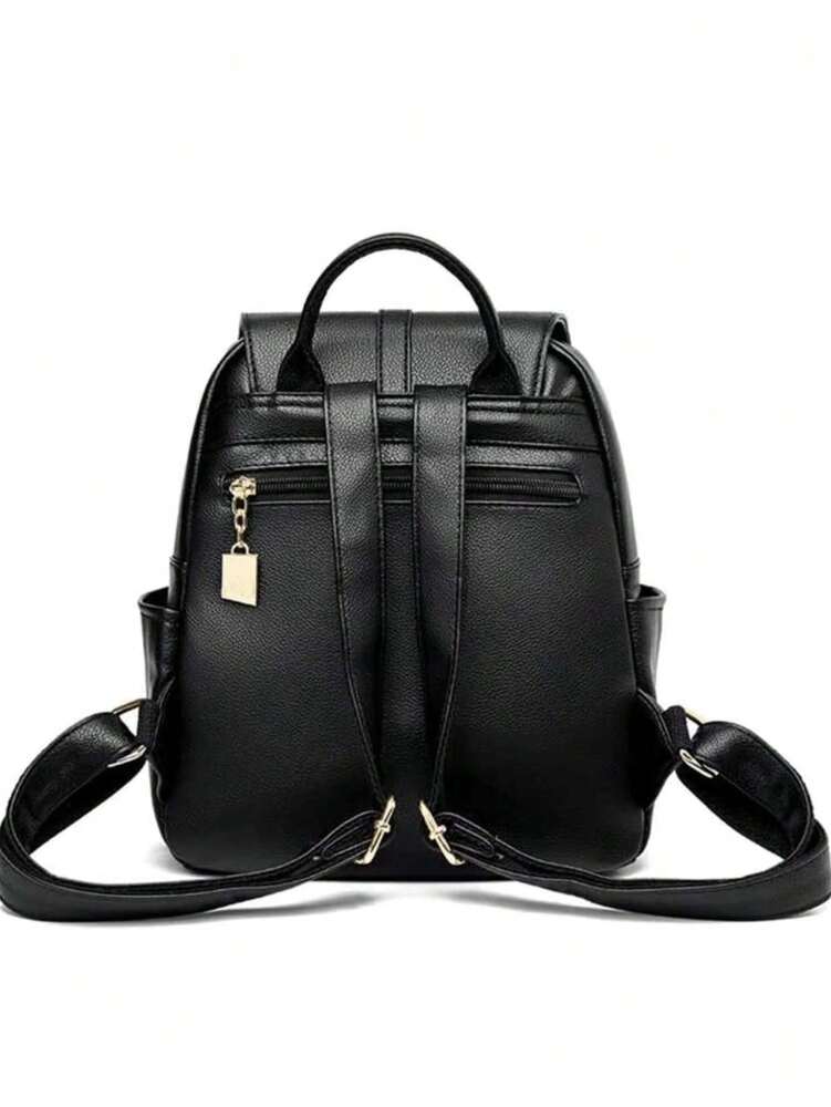 Retro College Style Large Capacity Classic Backpack With Animal Metal Buckle Pendant Decoration Preppy School Bag For Women Girls Students
