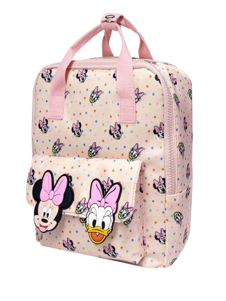 Cartoon Print Multifunctional Disney Minnie Donald Duck School Backpack Casual Travel Daypack For Students Girls College Back To School