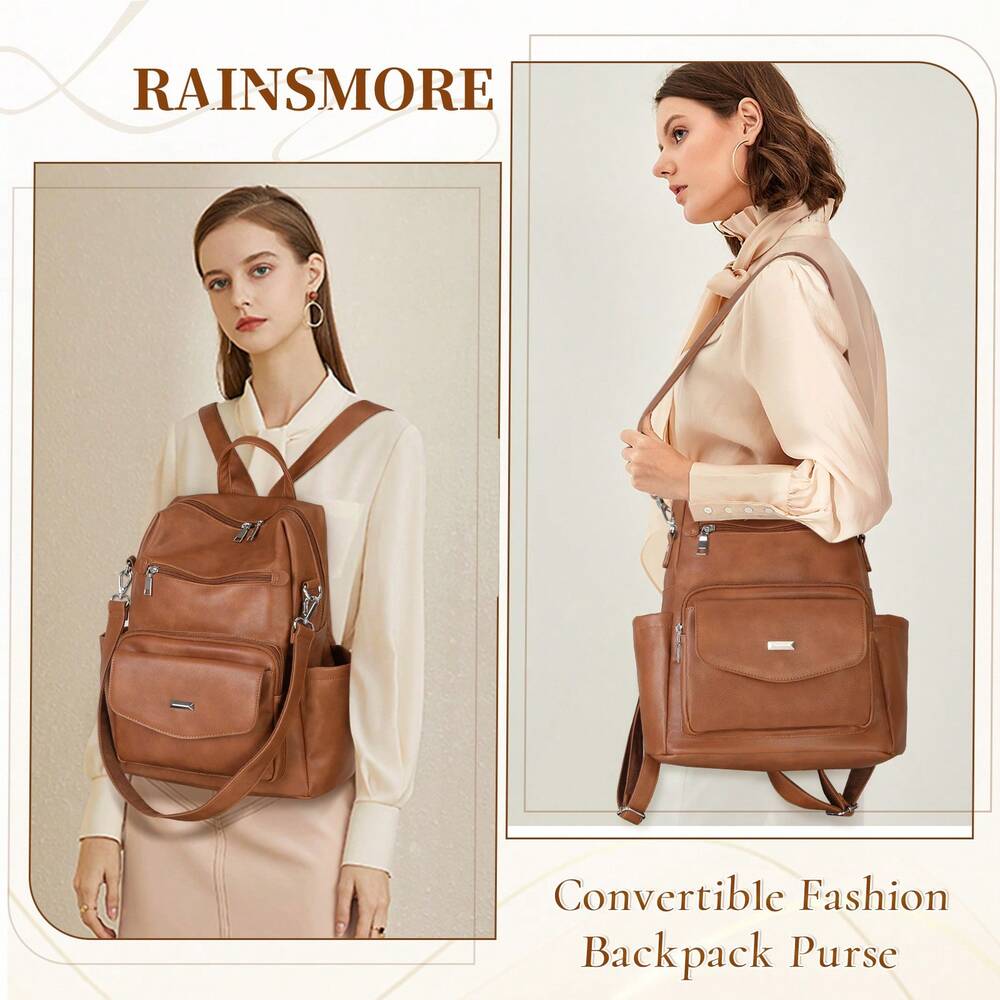 PU Leather Backpack Purse For Women Fashion Convertible Designer Shoulder Bag Tote Waterproof Small Work Travel Casual Backpack Handbag
