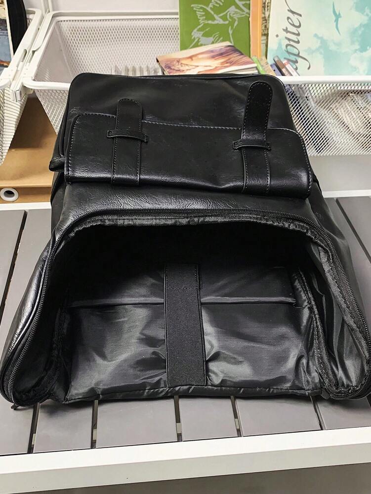 Minimalist Black Large Capacity Classic Backpack Patch Decor Waterproof Student School Bag For High School College Women Men Work Travel