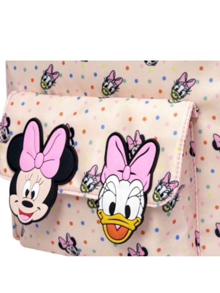 Cartoon Print Multifunctional Disney Minnie Donald Duck School Backpack Casual Travel Daypack For Students Girls College Back To School