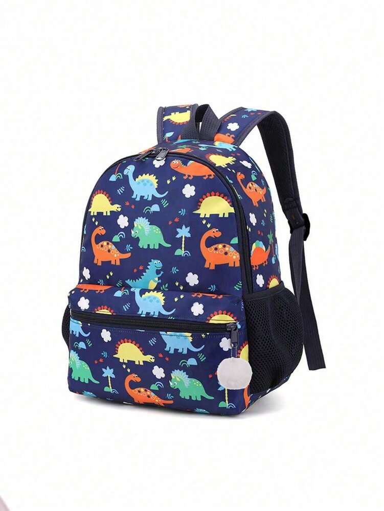 Dinosaur Pattern Toddler Kindergarten Backpack Cartoon Preschool Schoolbag Cute Zip Closure Shoulder Bag For Kids Boys Girls Travel