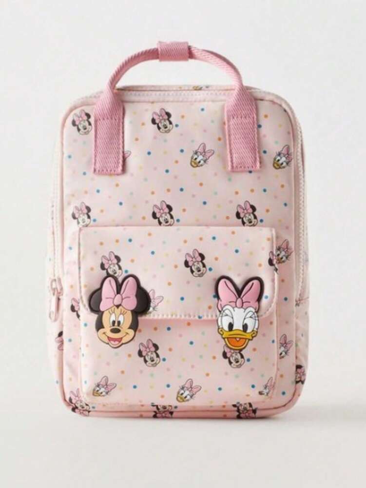 Cartoon Print Multifunctional Disney Minnie Donald Duck School Backpack Casual Travel Daypack For Students Girls College Back To School