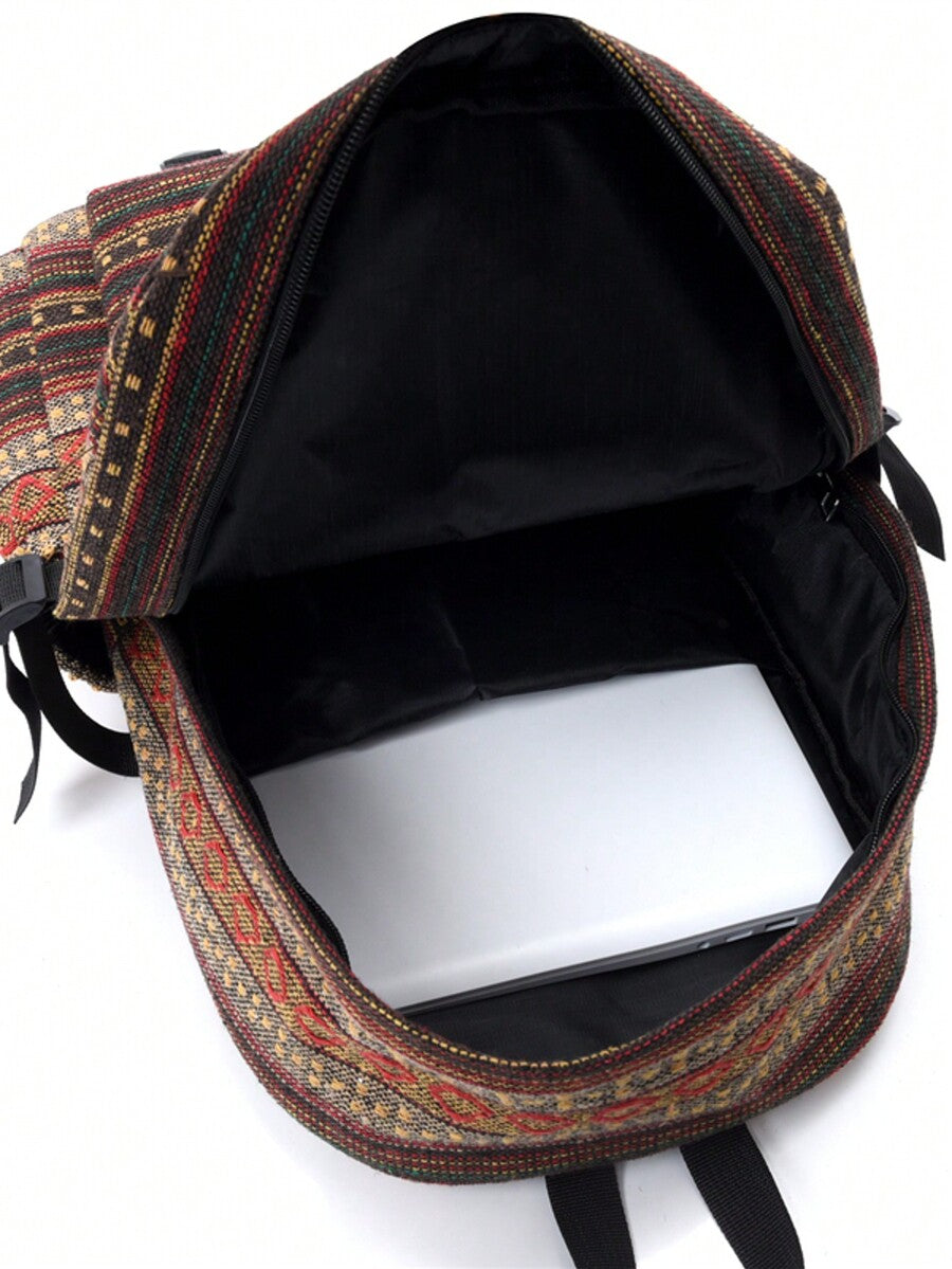 Striped Colorful Nylon Fabric Classic Backpack Large Capacity Unisex Student Bag Casual Outdoor Travel School Bag For Men Women College