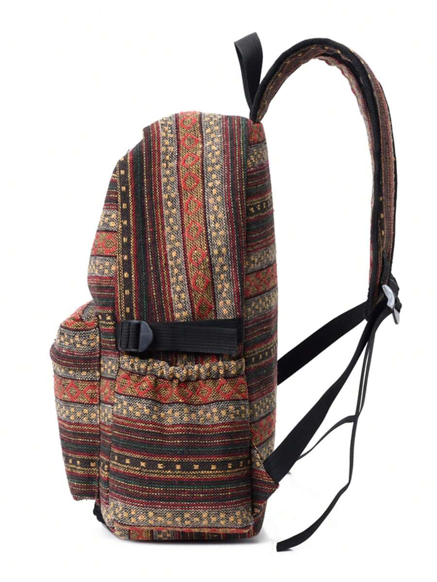Striped Colorful Nylon Fabric Classic Backpack Large Capacity Unisex Student Bag Casual Outdoor Travel School Bag For Men Women College