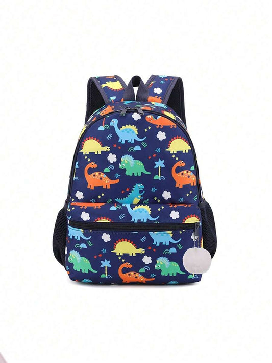 Dinosaur Pattern Toddler Kindergarten Backpack Cartoon Preschool Schoolbag Cute Zip Closure Shoulder Bag For Kids Boys Girls Travel