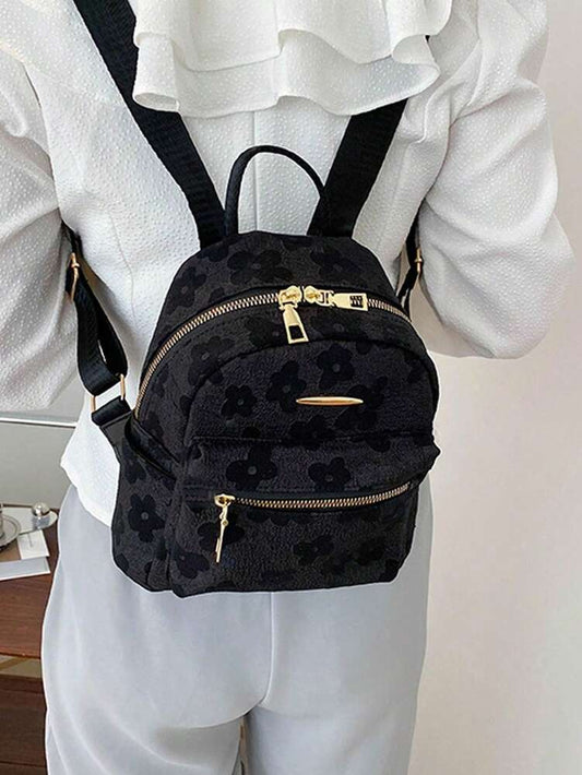 Floral Canvas Backpack Large Capacity Waterproof Casual School Bag Lightweight Student Bookbag For Teen Girls Women College Back To School