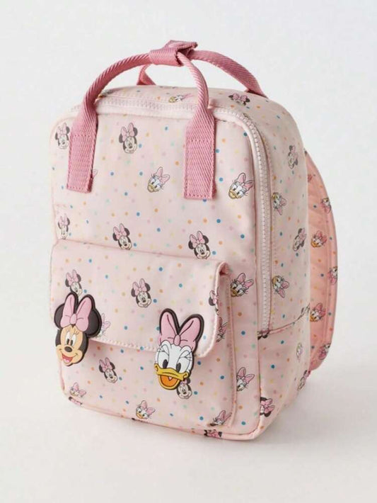 Cartoon Print Multifunctional Disney Minnie Donald Duck School Backpack Casual Travel Daypack For Students Girls College Back To School