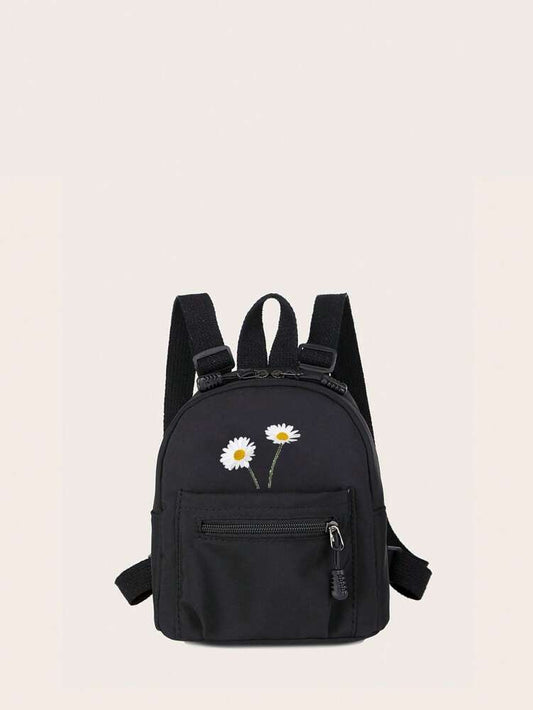 Solid Color Daisy Print Nylon Backpack Casual Lightweight Waterproof School Bag For Teen Girls College Women Back To School Daypack