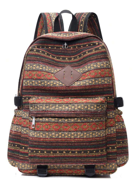 Striped Colorful Nylon Fabric Classic Backpack Large Capacity Unisex Student Bag Casual Outdoor Travel School Bag For Men Women College