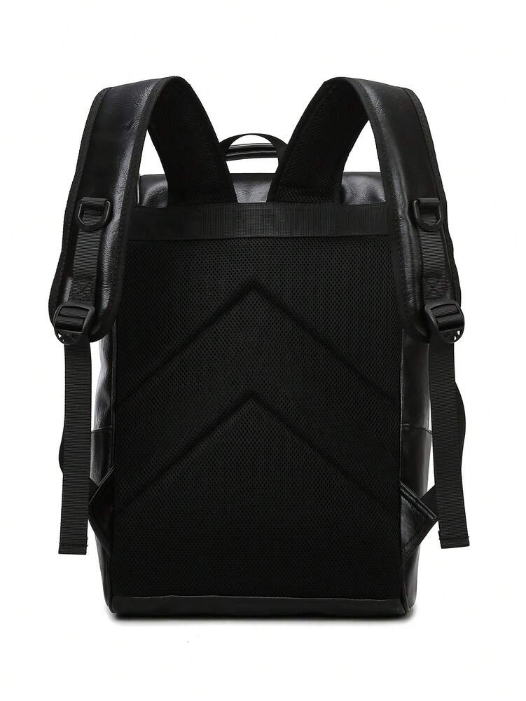 Minimalist Black Large Capacity Classic Backpack Patch Decor Waterproof Student School Bag For High School College Women Men Work Travel