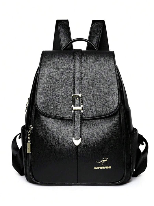 Retro College Style Large Capacity Classic Backpack With Animal Metal Buckle Pendant Decoration Preppy School Bag For Women Girls Students