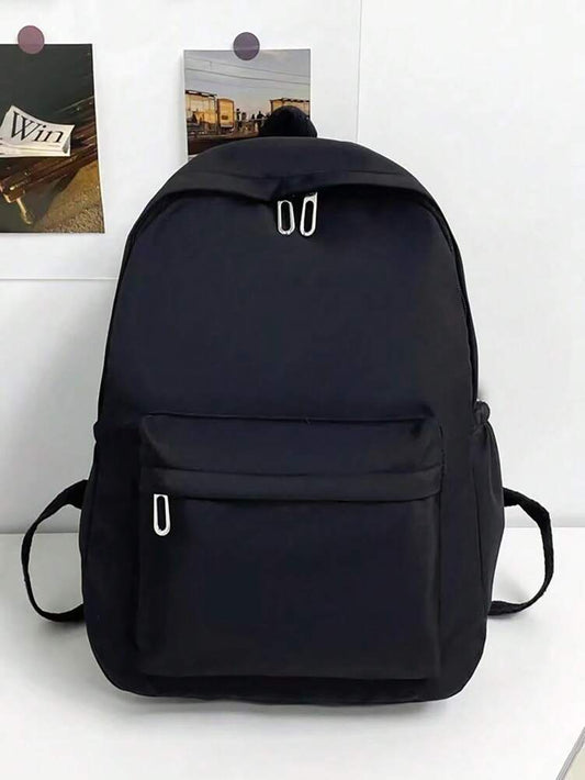 Simple Solid Color Large Capacity Student Backpack Casual School Bookbag Classic Preppy Style For Teen Girls College Women Essentials